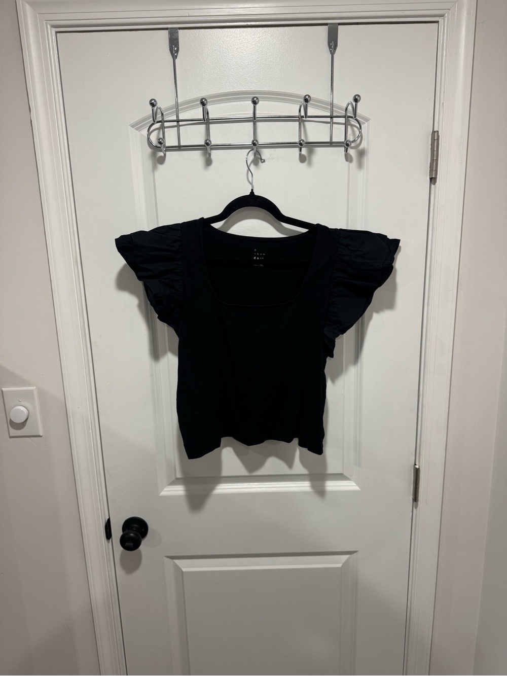 a new day Black Flutter Sleeve Scoop Neck Top